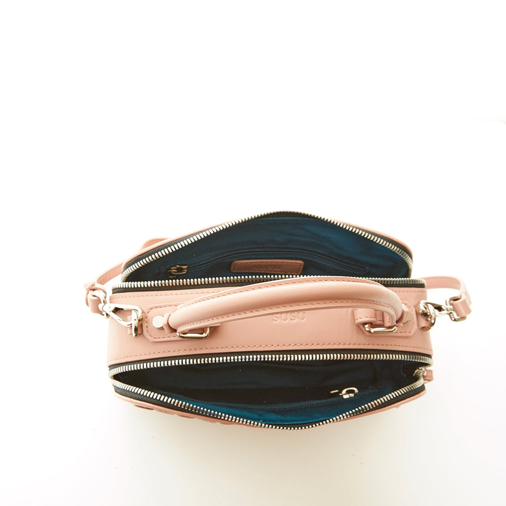 Woven Leather Crossbody Bag Pink Purse Women's Handbag