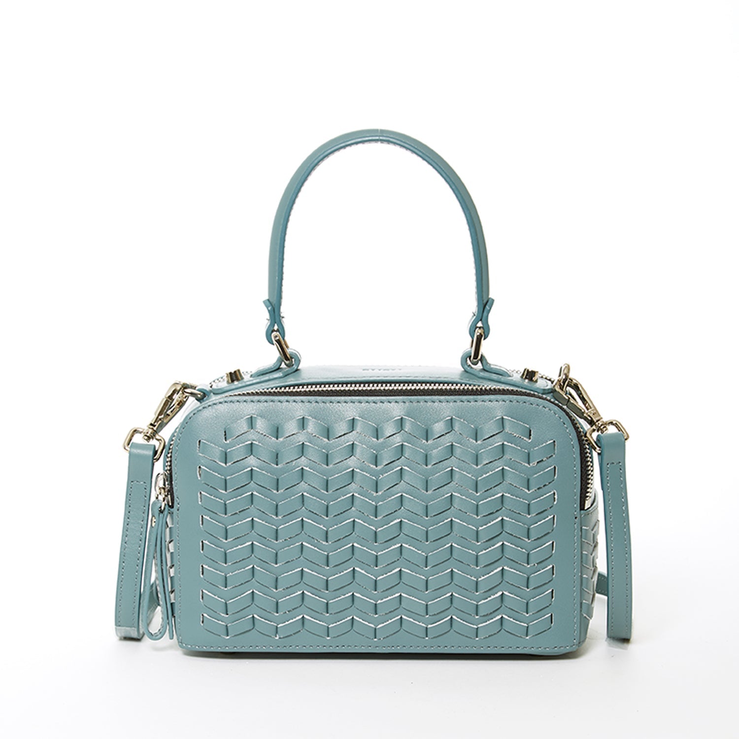 Woven Leather Crossbody Bag Blue Purse Women's Handbag