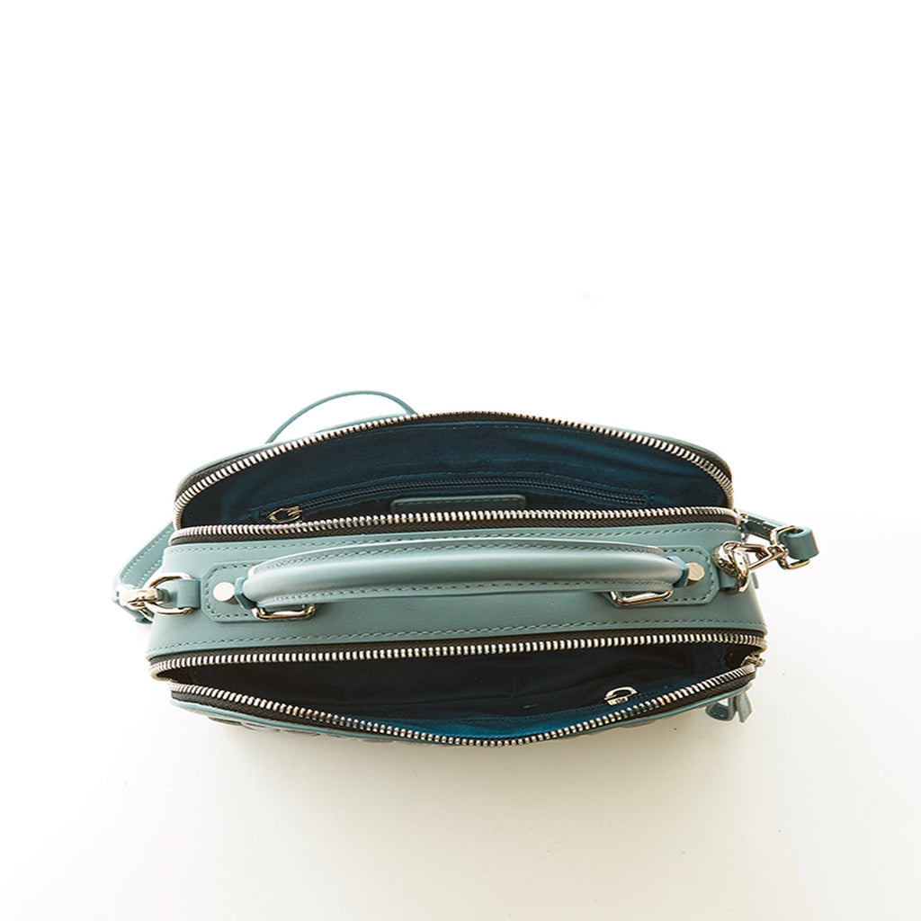 Woven Leather Crossbody Bag Blue Purse Women's Handbag